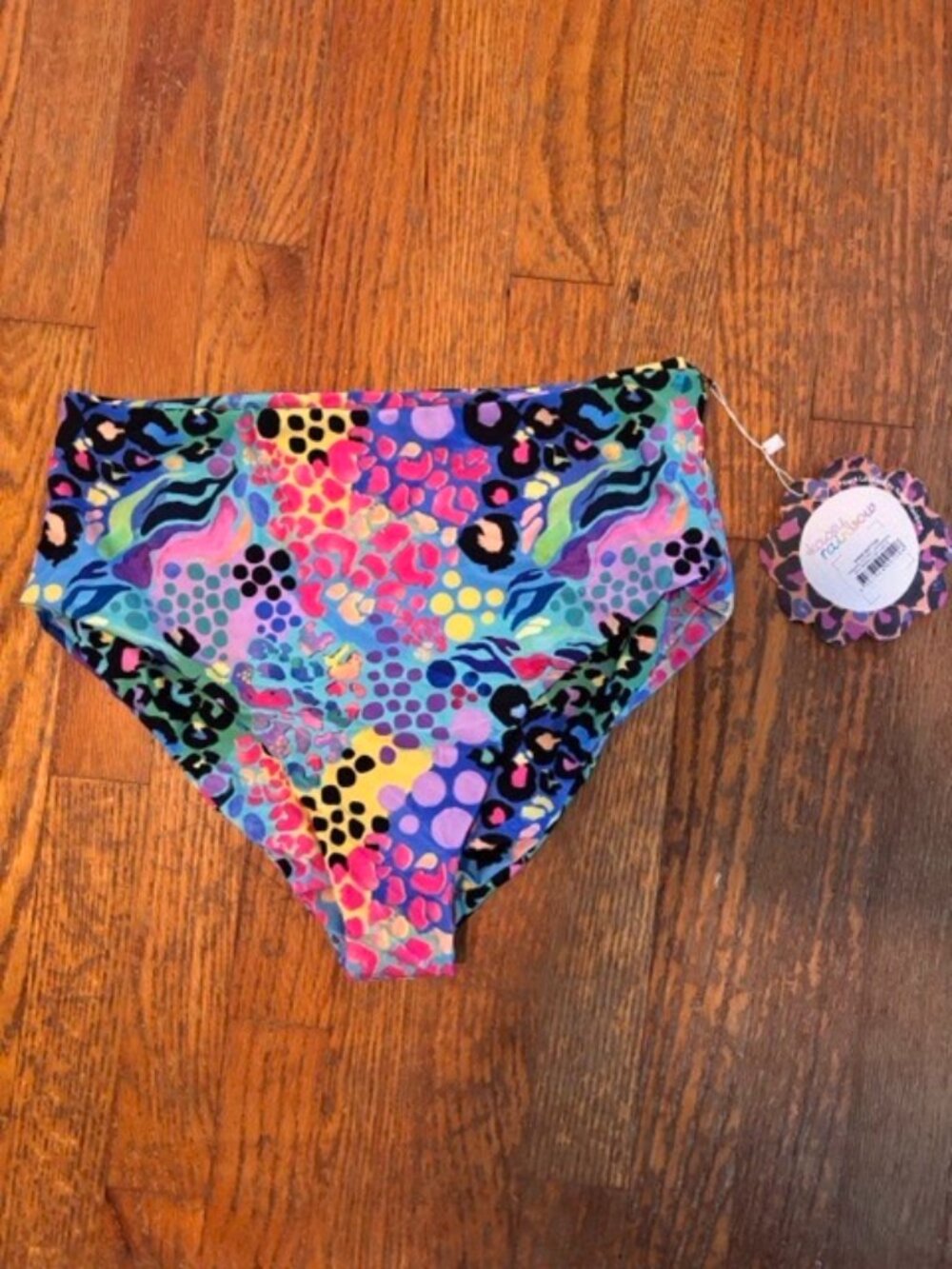 Infamous Swim x Kasey Rainbow, Lola Triangle Bottom, Electric Leopard, Size XL